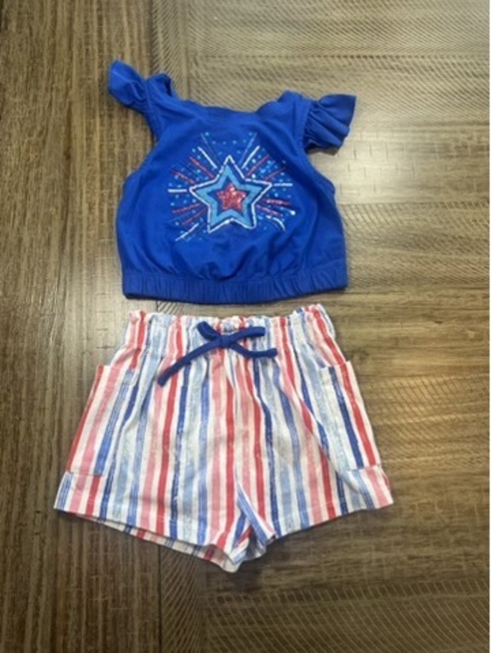 Rare Too - Girls 2T matching short outfit set - American - 4th of July